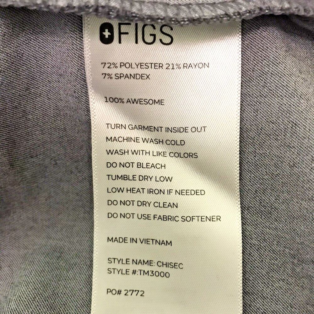 FIGS Technical Collection Scrubs Graphite Gray Men's Large Chisec Top 3 Pockets - Picture 6 of 8